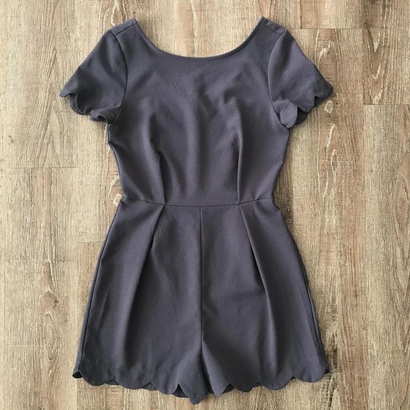 Monteau Pants - {Monteau} Scalloped Hem Shorts Romper | S